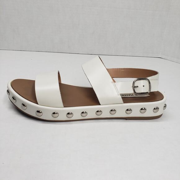 Steve Madden Sandals Women 9 White Studded Leather Vacation Goth Preppy Flatform - Picture 6 of 16